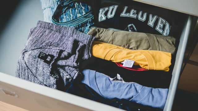 folded assorted color shirts