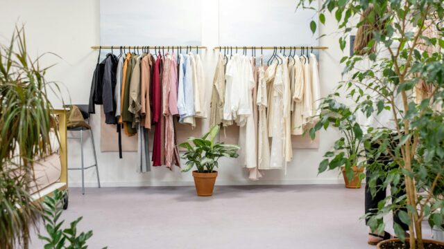 clothes hanged on clothes rack