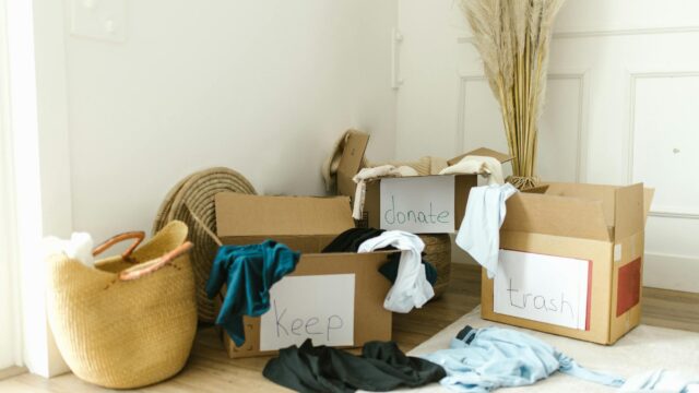 assortment of items on carton boxes